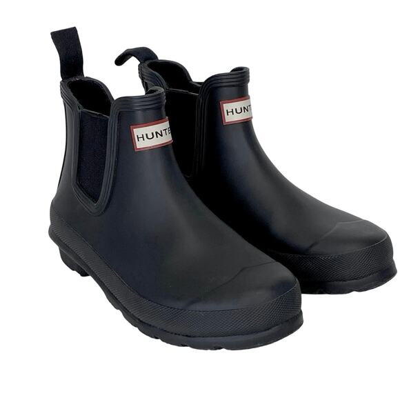 HUNTER Womens Original Chelsea Rain Boot Size 6 Black Waterproof Ankle Pull On - Picture 1 of 9